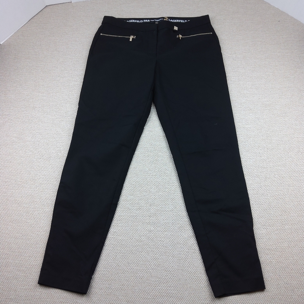 Karl Lagerfeld Pocket Dress Pants/Black/Gold Colored Accents/Size 6